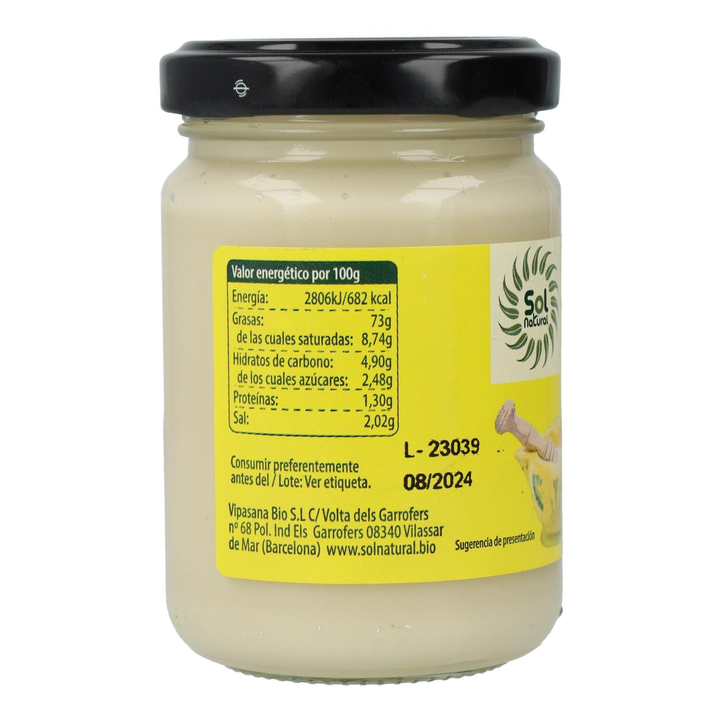 Veganistische glutenvrije aioli Bio Sol Natural 140 g