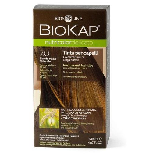 Delicato Dye 7.00 Natural Medium Blonde Hair Dye Biokap 140 ml