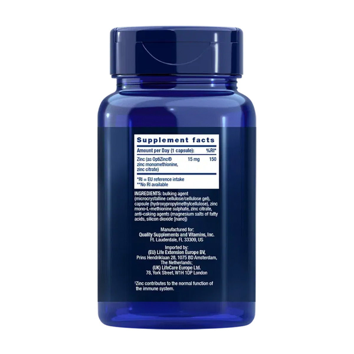 Zinc Caps 15 mg, Life Extension 150 capsules