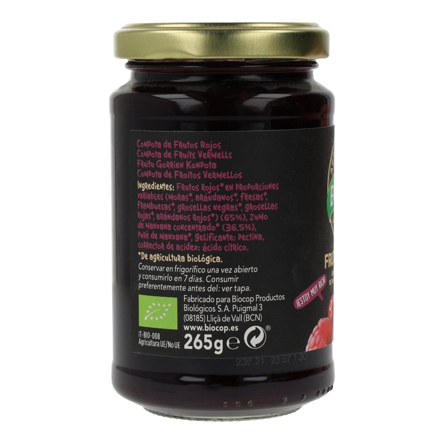 Compote de fruits rouges BIO Biocop 265 g