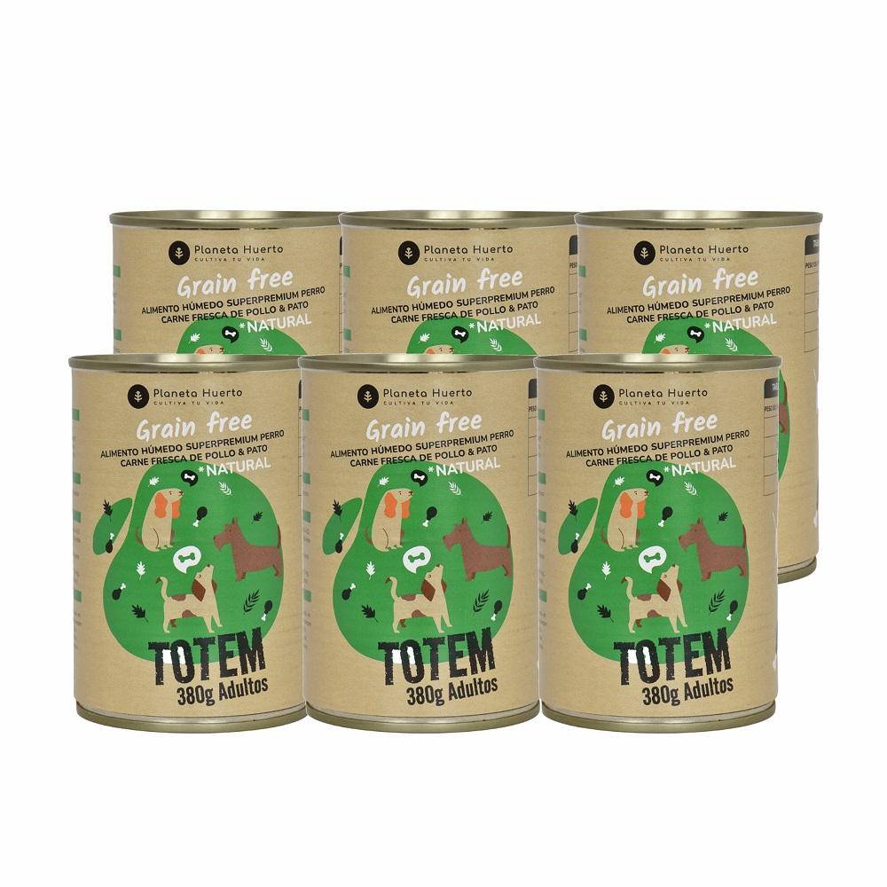 Pack 6 x Grain Free Superpremium Wet Dog Food Chicken & Duck 380 g Planeta Huerto