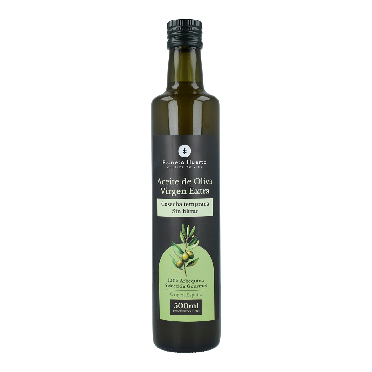 Ongefilterde groene extra olijfolie van eerste persing Planeta Huerto 500 ml