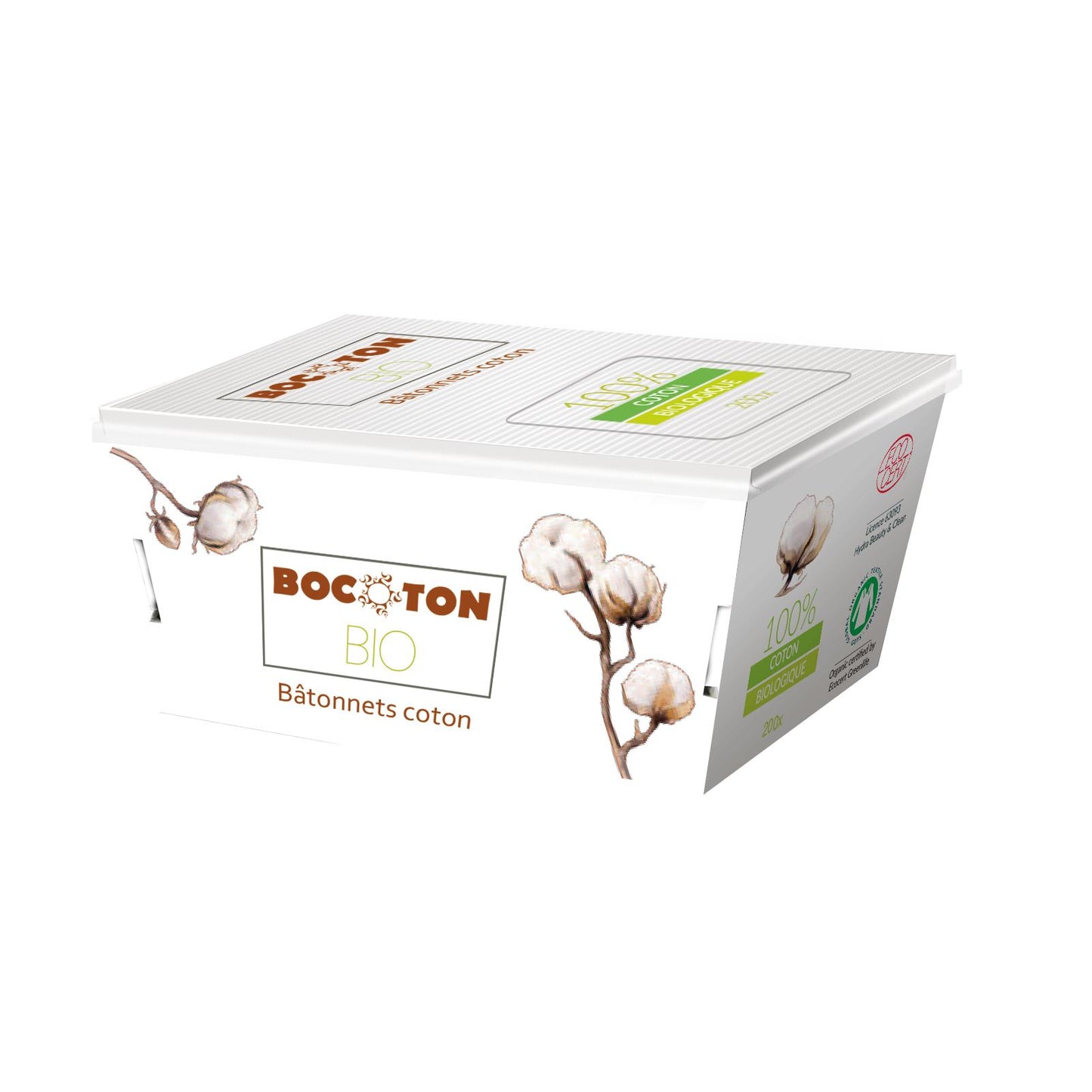 Bawełniane patyczki do uszu Bio Bocoton, 200 szt.