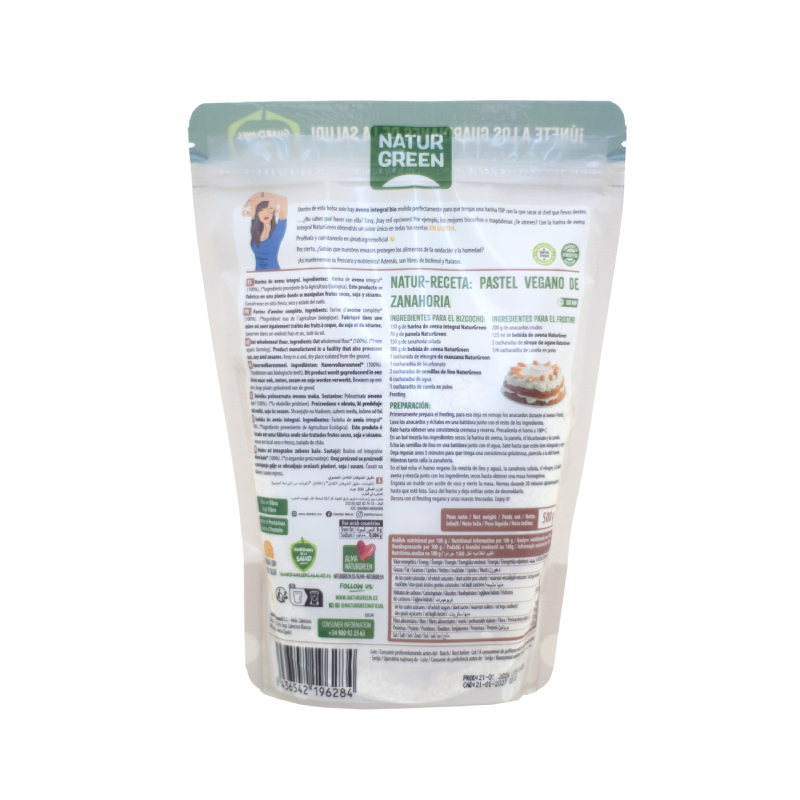NaturGreen Gluten-Free Wholemeal Oat Flour 500 g