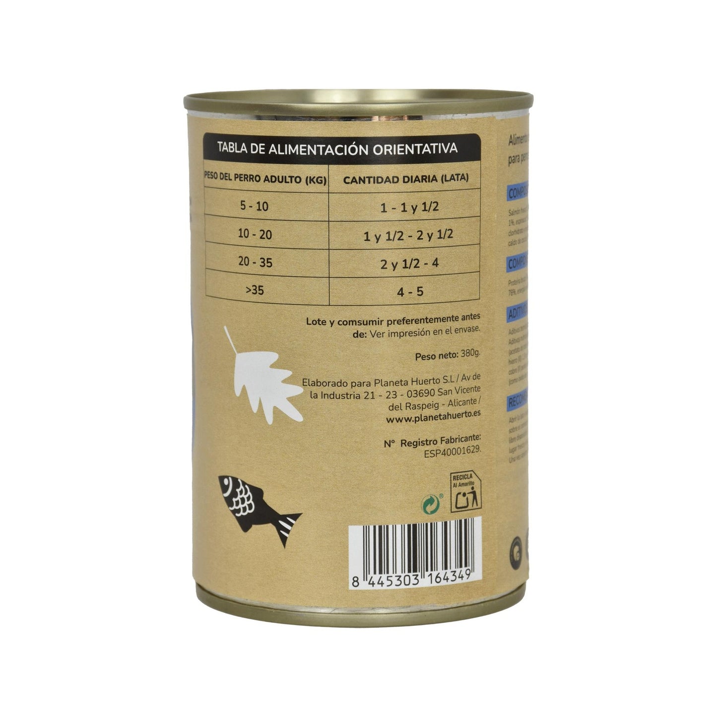 Graanvrij Superpremium Nat Hondenvoer Zalm 380 g Planeta Huerto