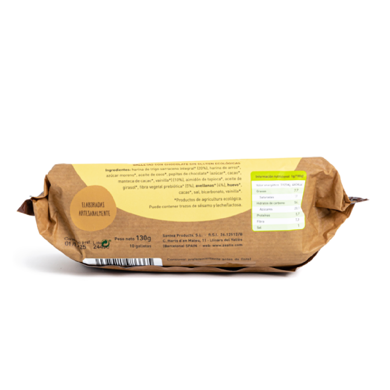 Glutenfria kakor med bovete, choklad och hasselnötter BIO Zealia 130 g