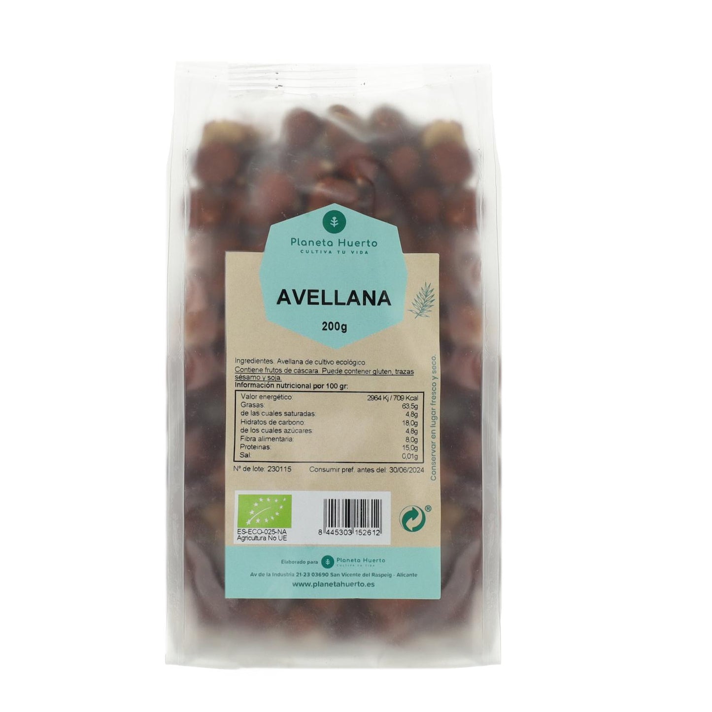 Rohe Haselnüsse ECO Planeta Huerto 200 g