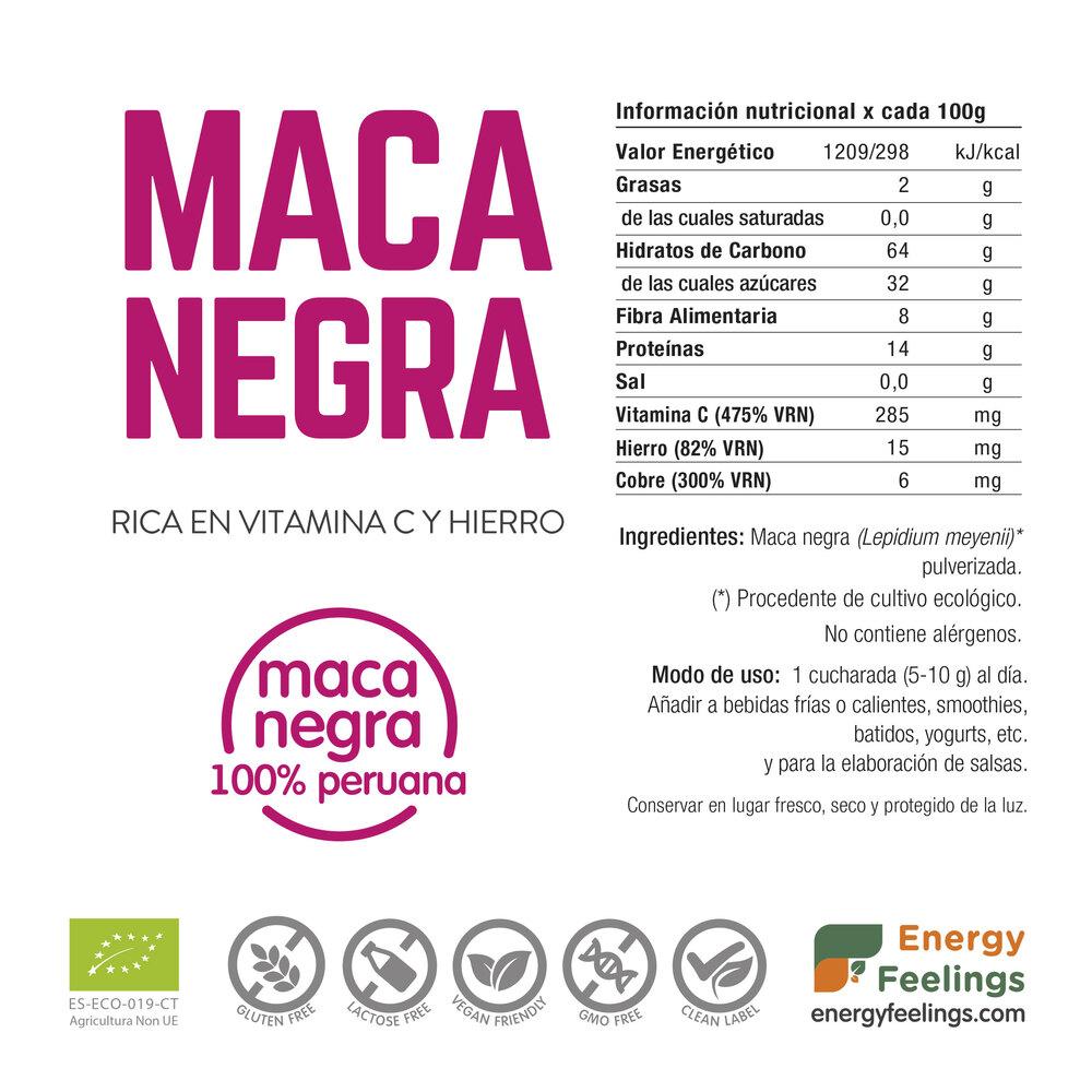 Pack of 2x Organic Black Maca Powder Energy Feelings 1 kg