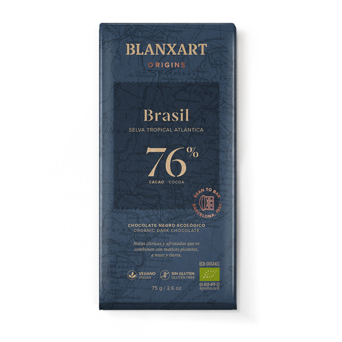 Mörk choklad 76 % Brasilien Eco Vegansk Glutenfri Blanxart 75 g