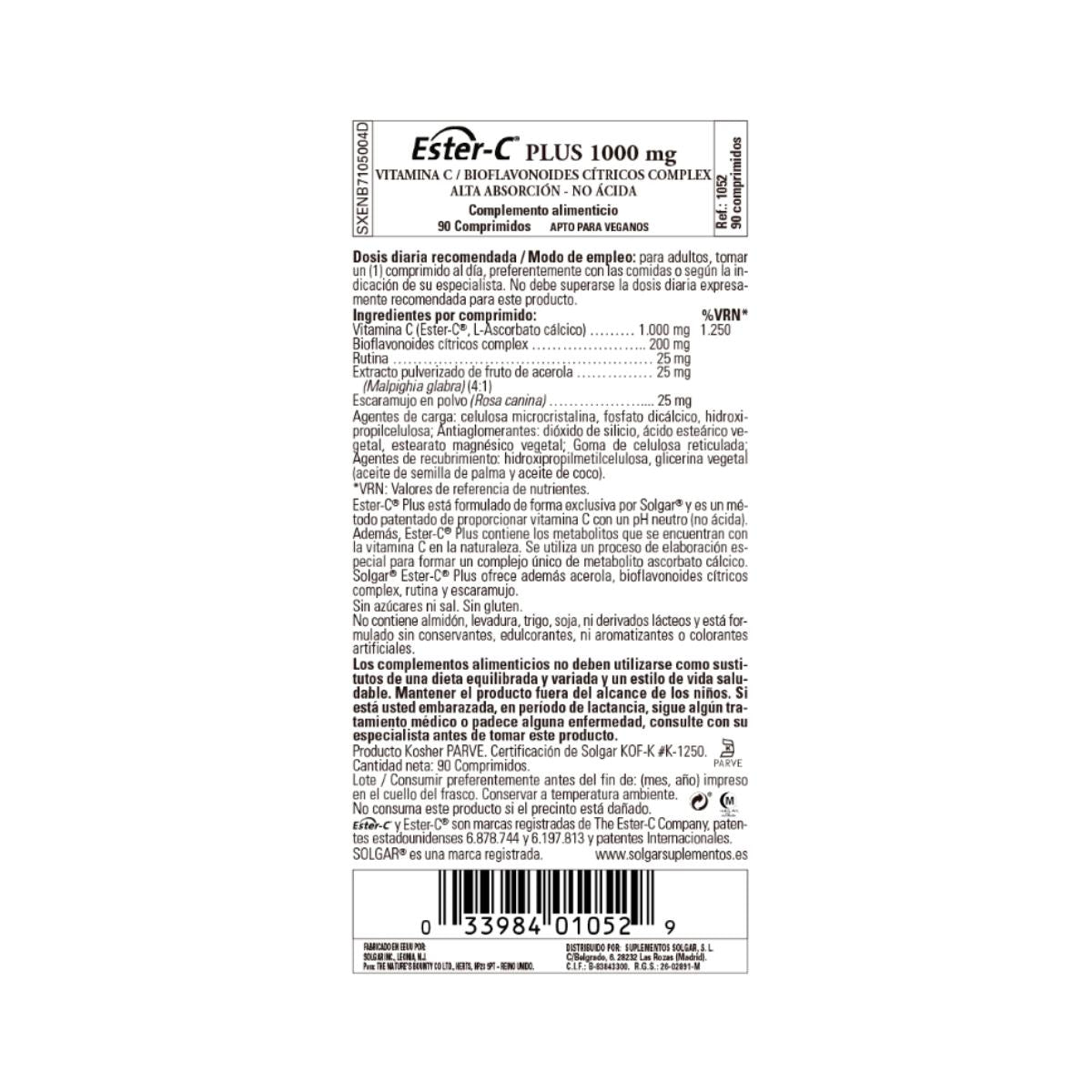 Ester C Plus Vitamin C, 90 tablets of 1000 mg