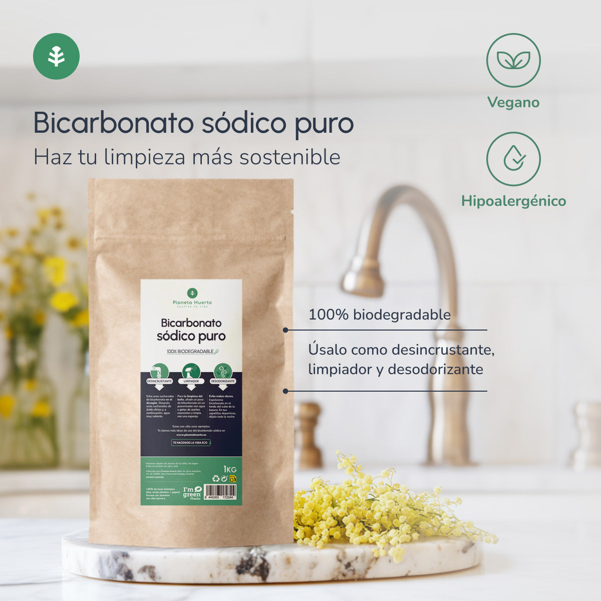 Confezione 3xBicarbonato di soda Planeta Huerto 1 Kg