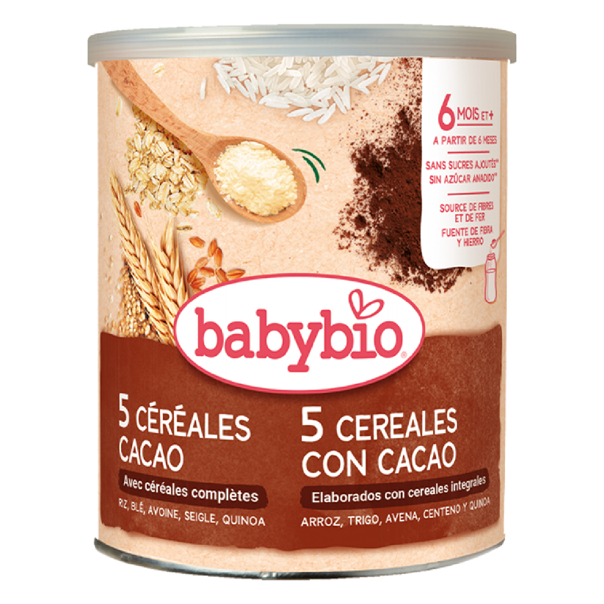 Bouillie 5 céréales au cacao à partir de 6 mois Babybio 220 g