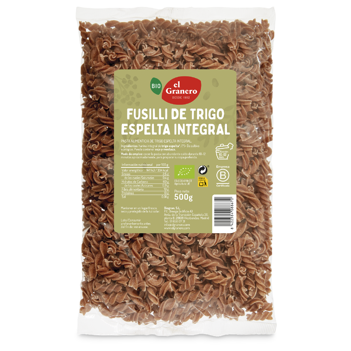 Bio-Fusilli aus Dinkelvollkorn El Granero 500 g