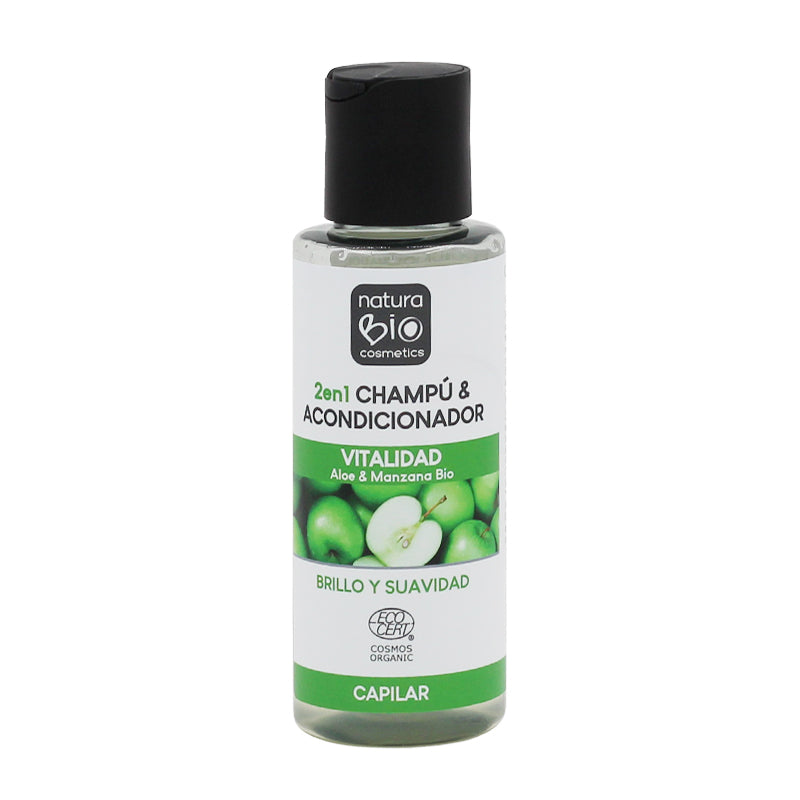 Shampoo e balsamo 2 in 1 Vitalità 100 Aloe & Mela Bio, NATURABIO, 100 ml