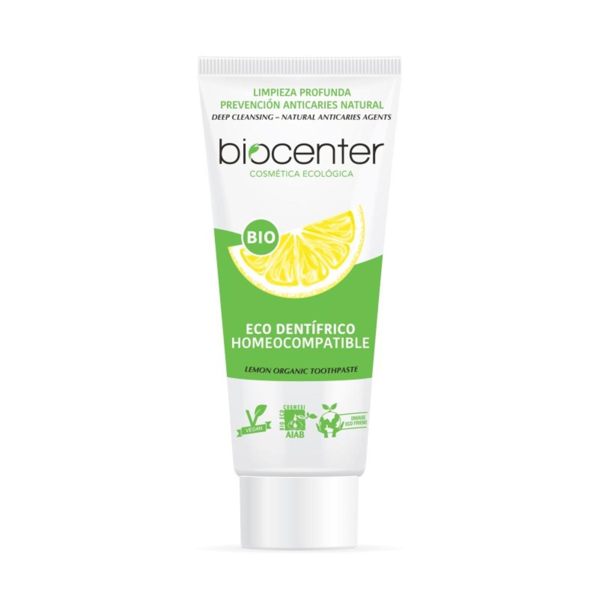 Dentifrice naturel homeocompatible ECO et vegan citron Biocenter 100 ml