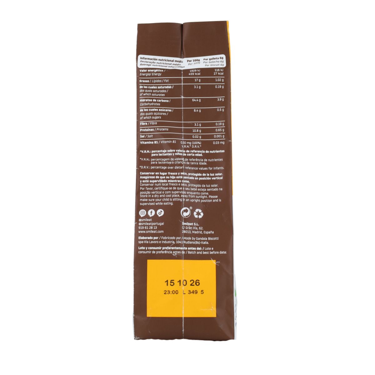 Spelt-, haver- en cacaokoekjes ECO 220 g Smileat