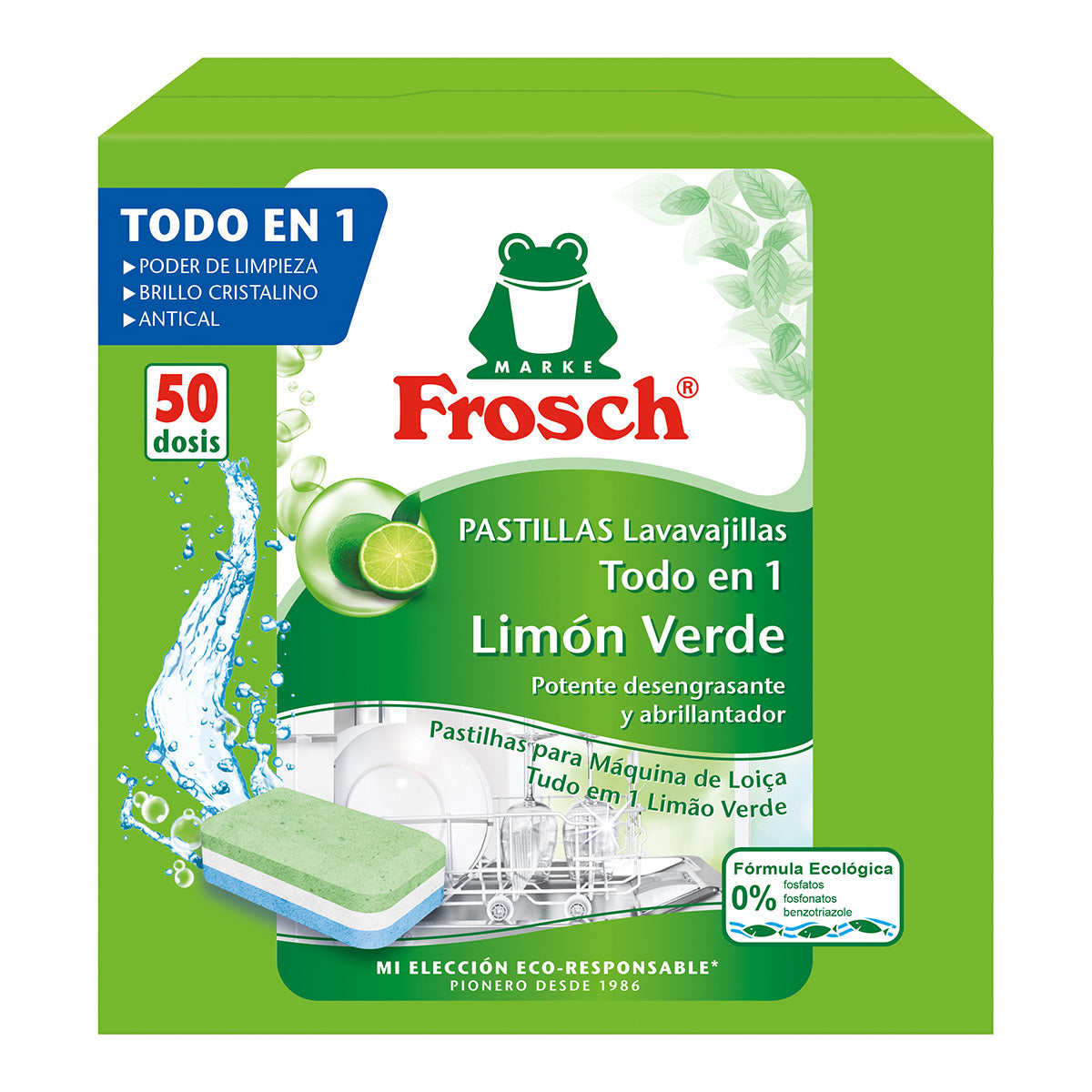 Diskmedel Allt-i-ett Citron Frosch 50 stycken