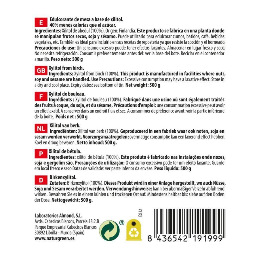 Pack of 2 Naturgreen Birch Sugar Xylitol 2 x 500 g