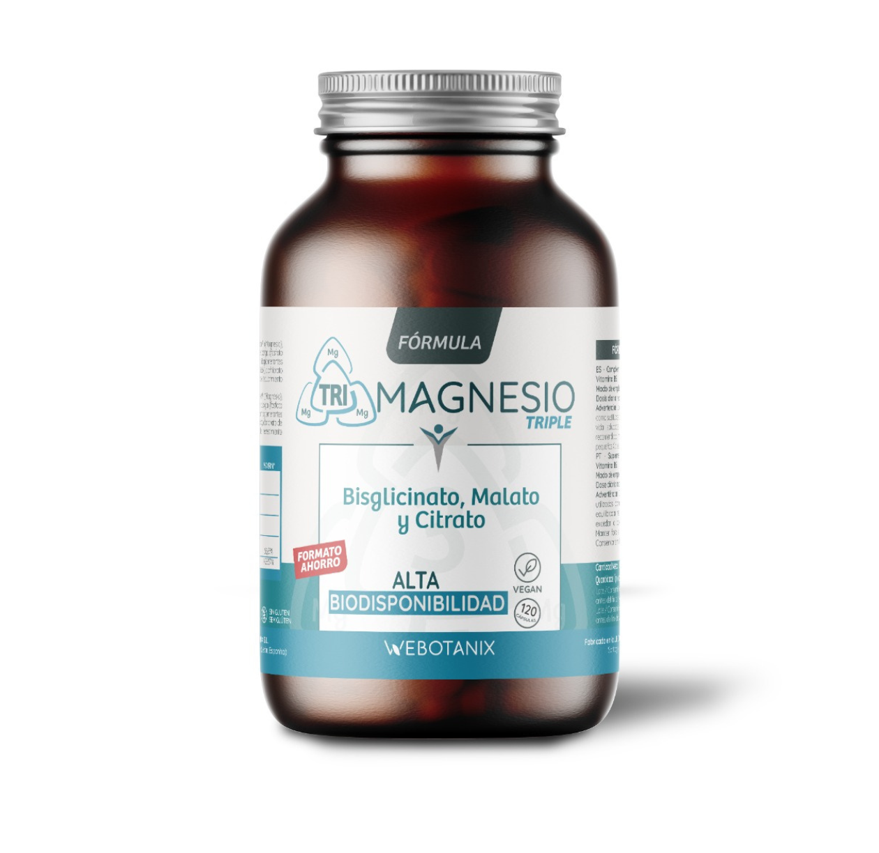 Triple Magnesium (Bisglycinate, Malate and Citrate) Vegan Formula, WeBotanix, 120 capsules