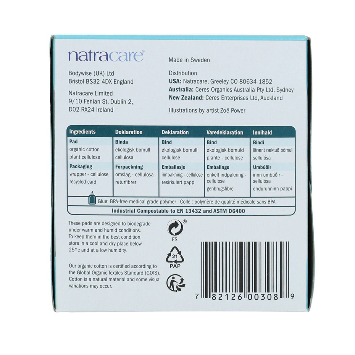 Bio-maandverband met vleugels Natracare 12 stuks