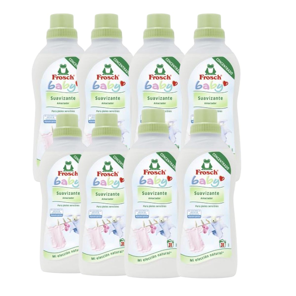 Confezione da 8 ammorbidenti per bambini Frosch 750 ml