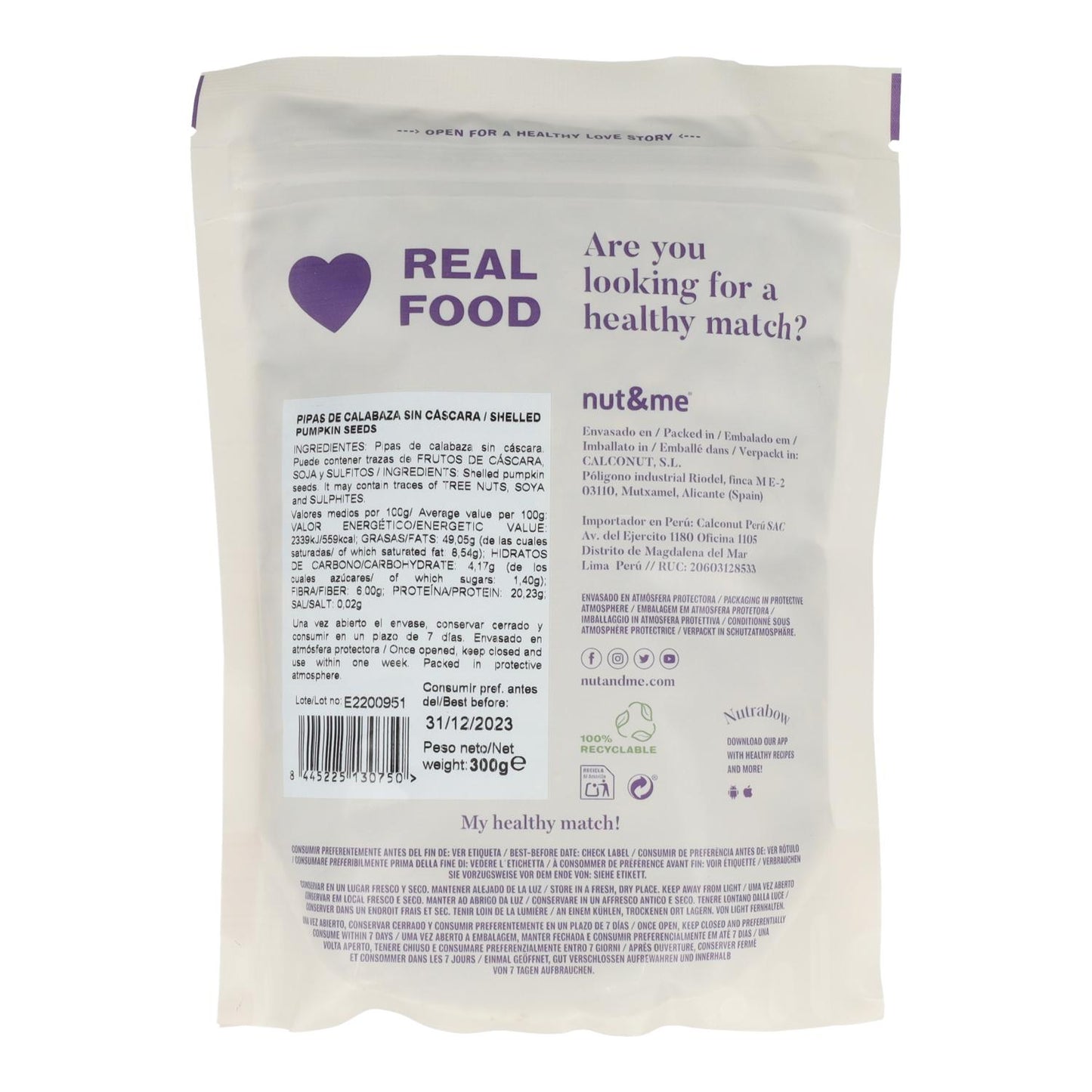 Semi di zucca sgusciati Nut&me 300 g
