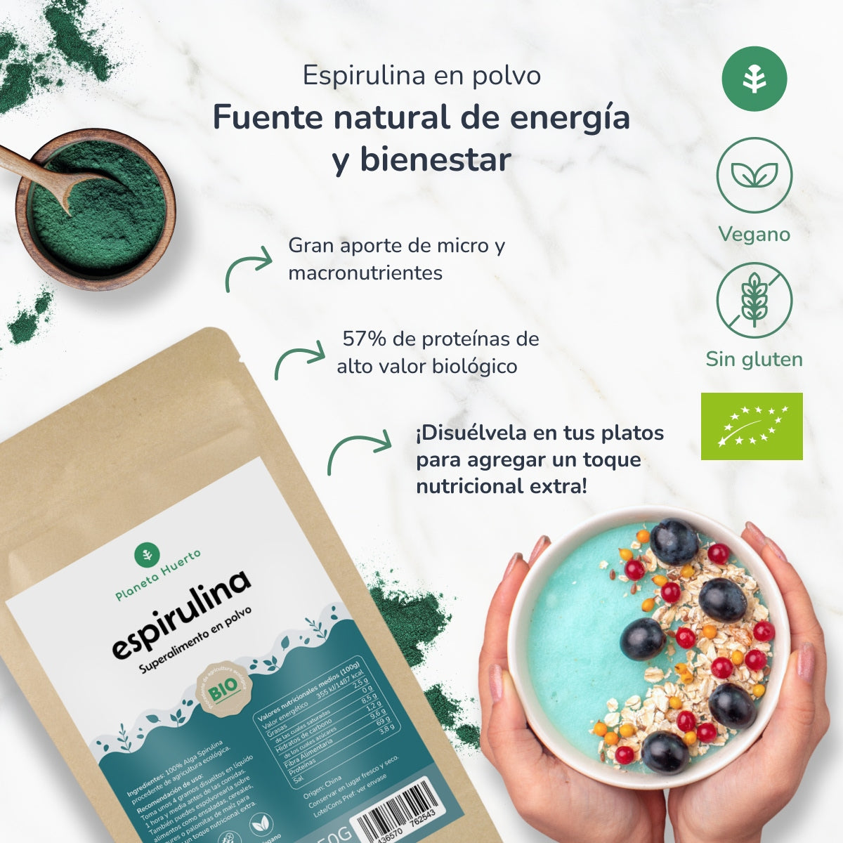 Spirulina-Pulver ECO Planeta Huerto 200 g