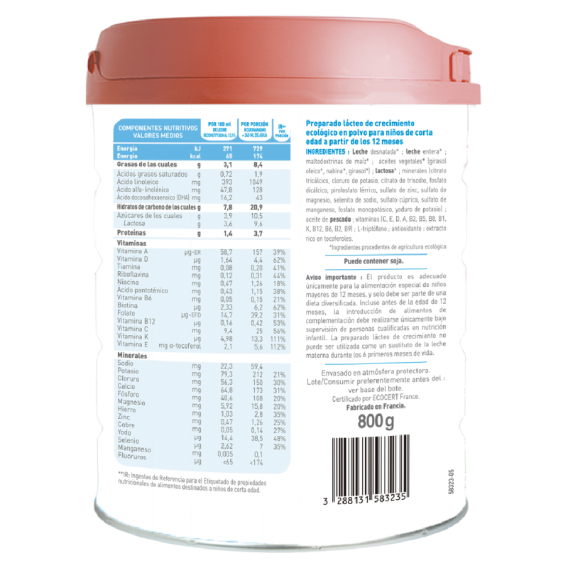 Zestaw 2x mleko Primea 3 (od 12 miesięcy do 3 lat) ekologiczne, 800 g Babybio