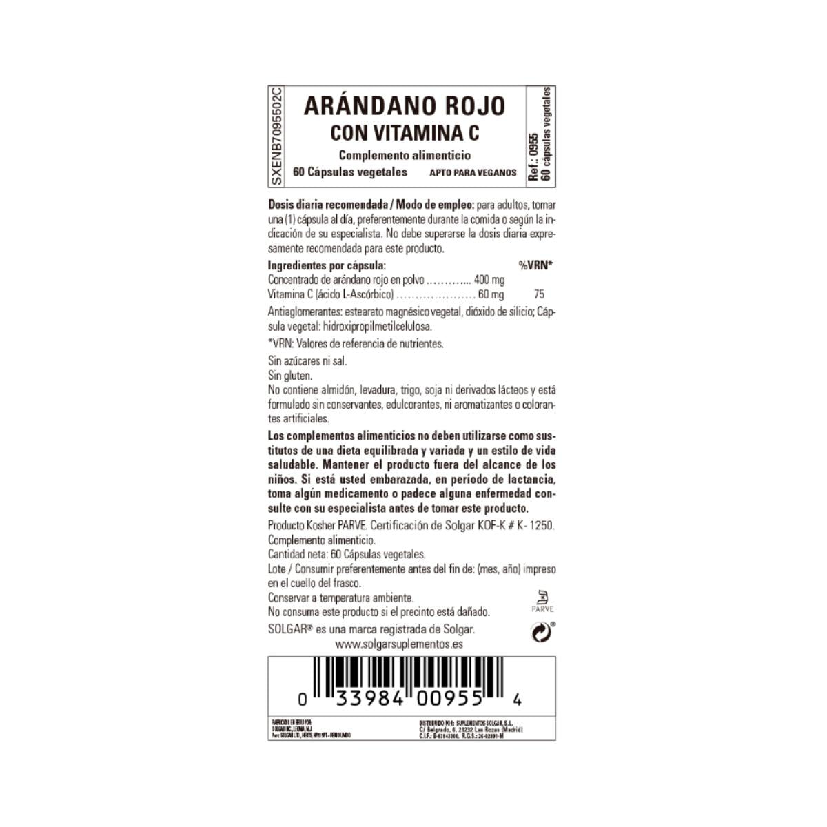 Rödbär med C-vitamin – Solgar 60 vegetabiliska kapslar