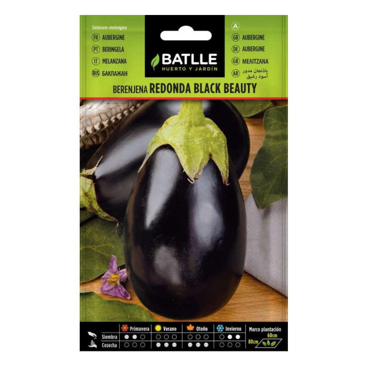 Zaden van ronde zwarte aubergine Batlle