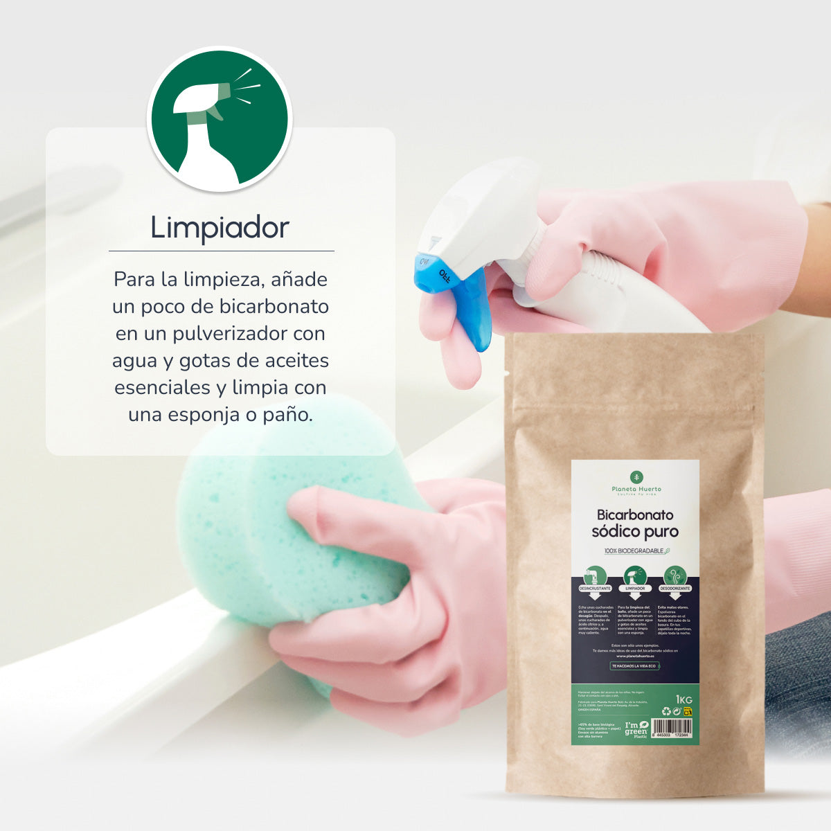 Confezione 3xBicarbonato di soda Planeta Huerto 1 Kg