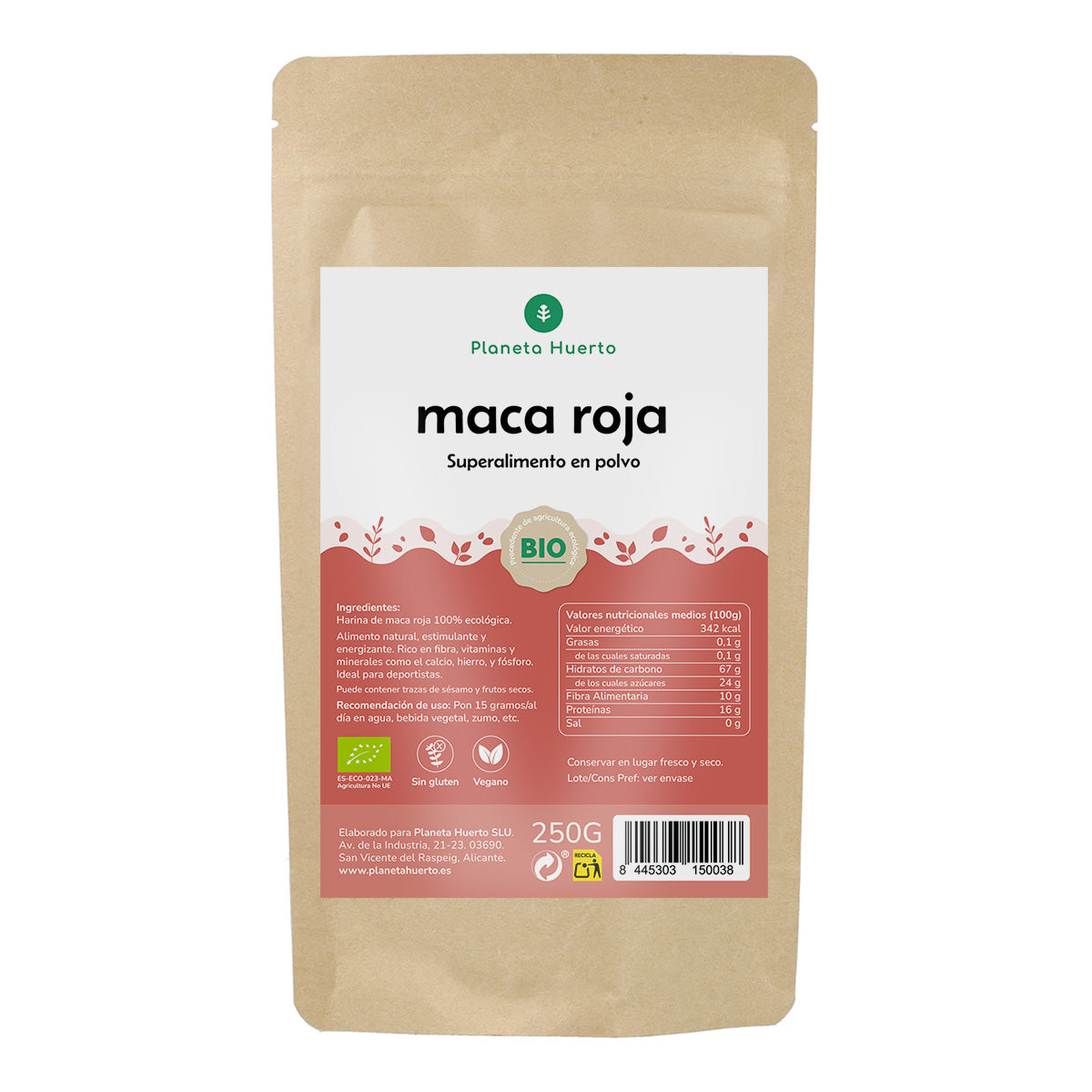Maca rouge en poudre ECO Planeta Huerto 250 g
