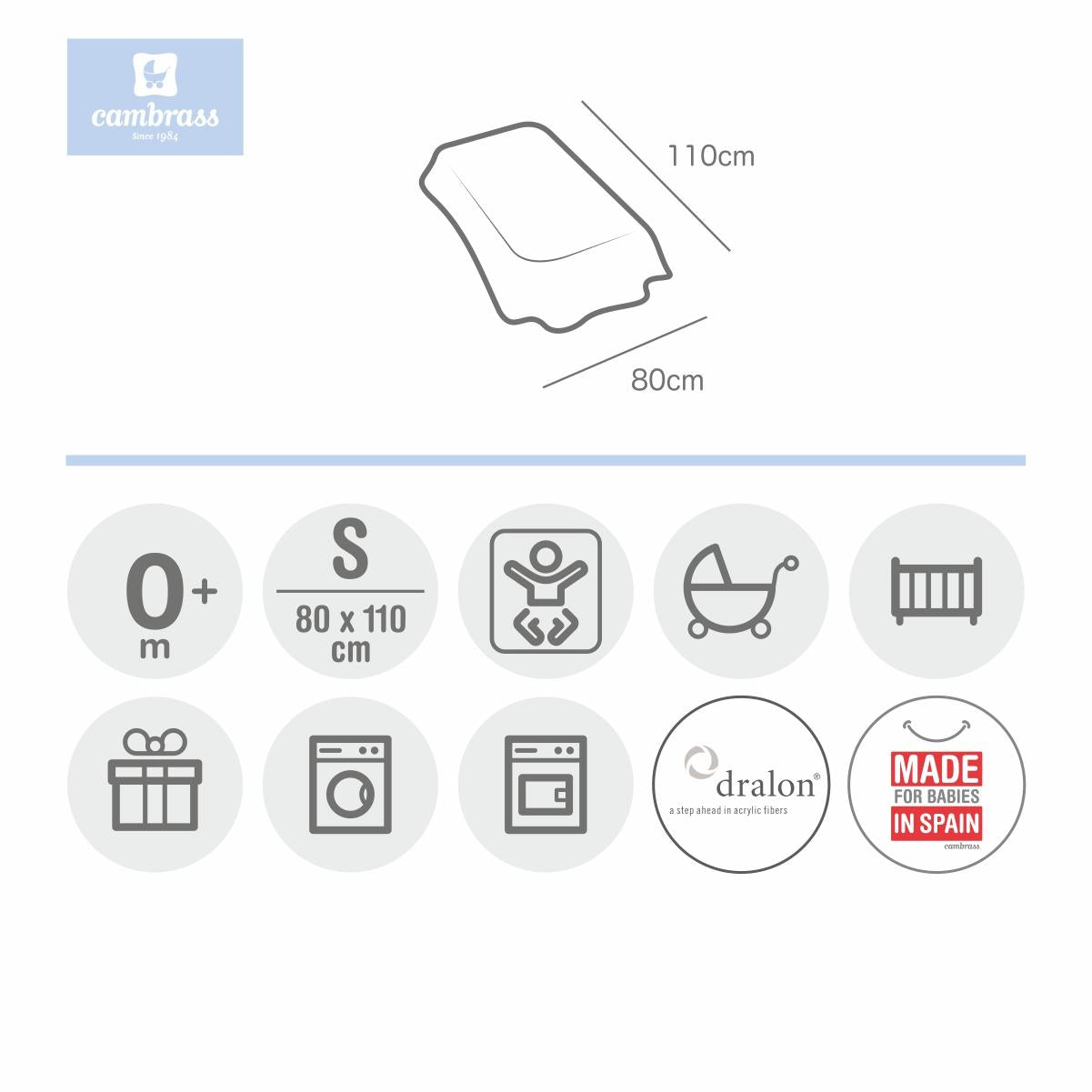 Filt för minispjälsäng 80x110 cm. Cambrass i olika färger Star Rosa