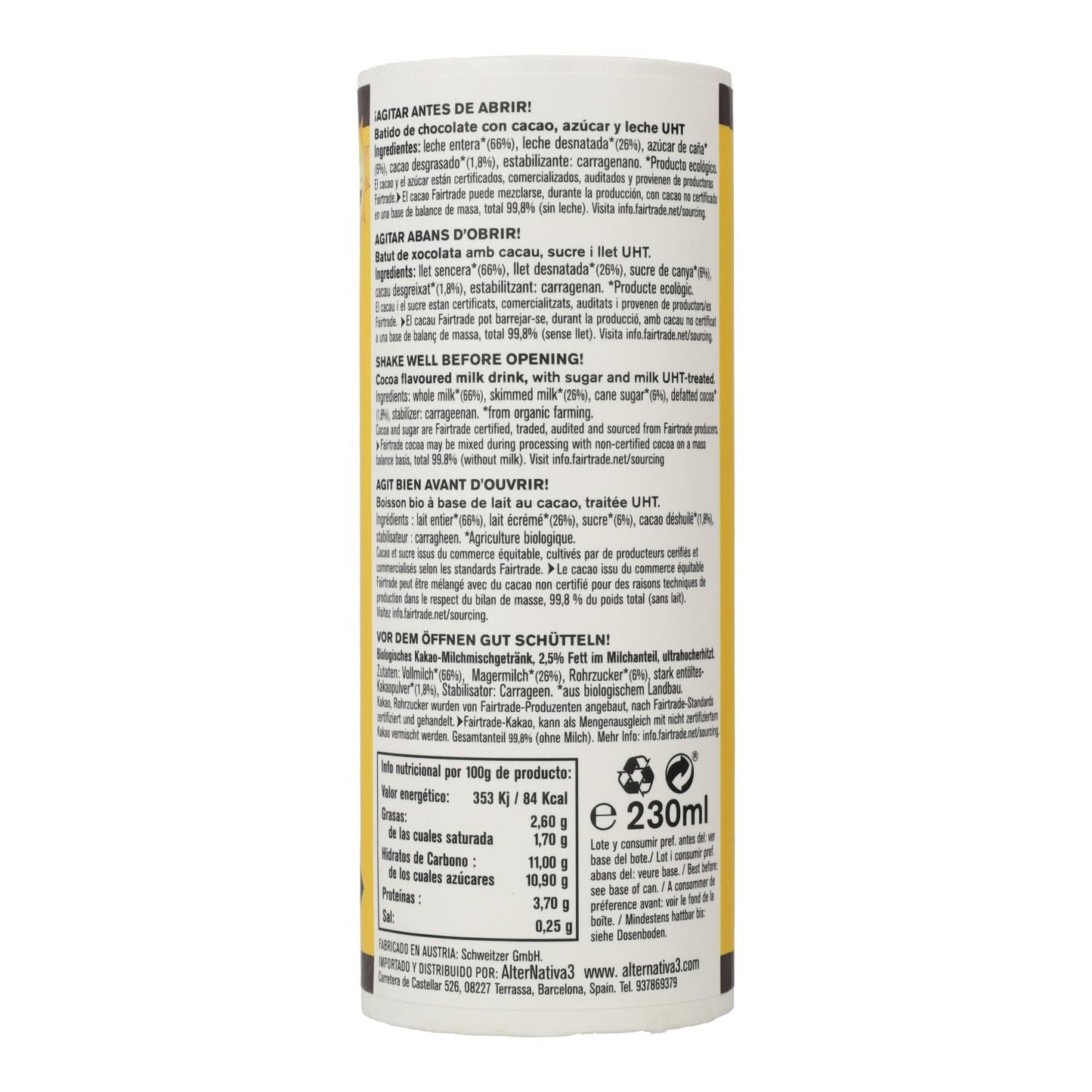 Organic Chocolate Milkshake Alternativa3 230 ml