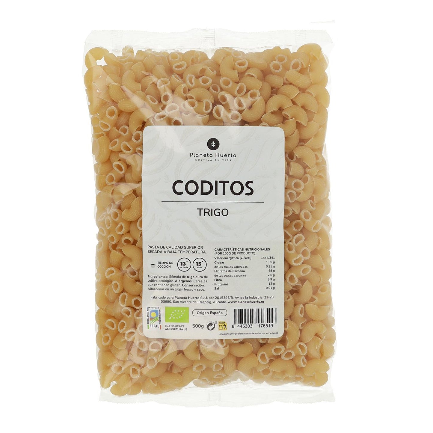 Grano coditos ECO Planeta Huerto 500gr