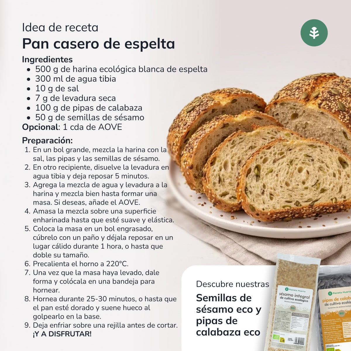 White Spelt Flour Eco Planeta Huerto 800 g