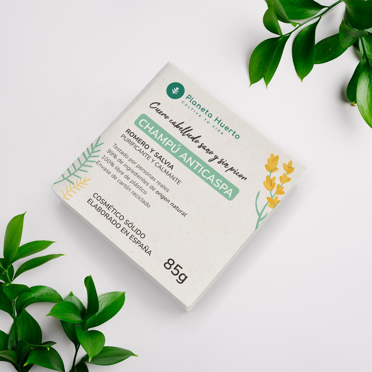 Solid Anti-Dandruff Shampoo med Rosmarin och Salvia Planeta Huerto 85 g