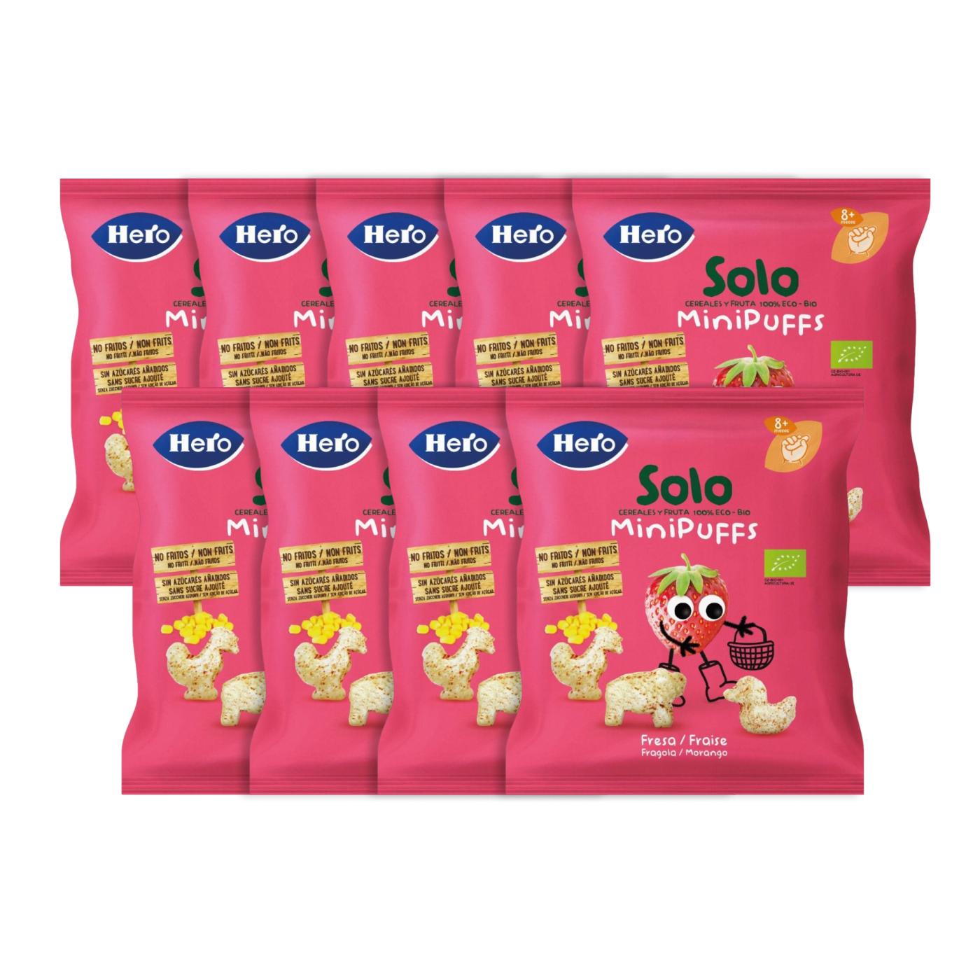 Pack of 9 Organic Strawberry Snacks 18 g - Hero Solo