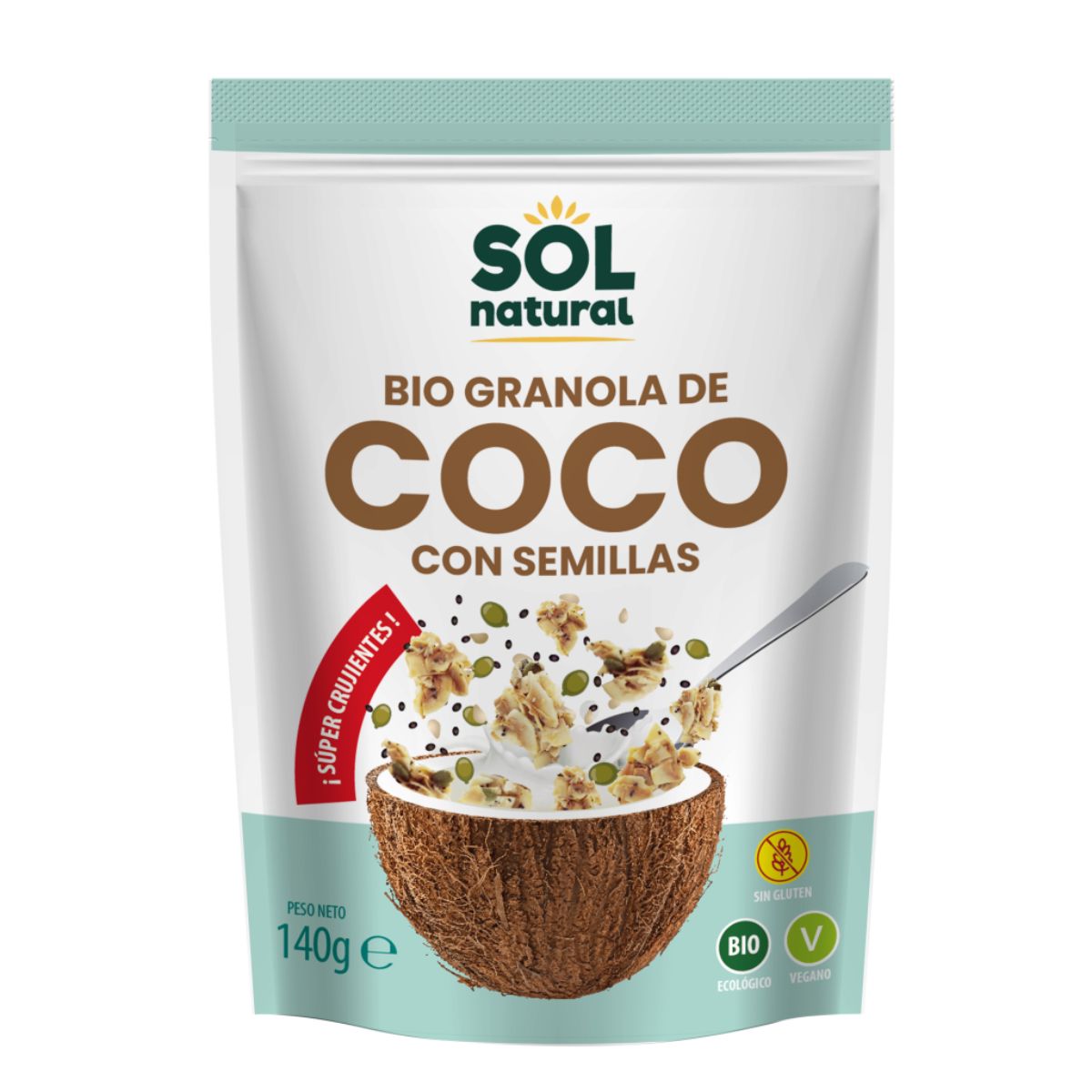 Granola croustillant à la noix de coco et aux graines Bio Sol Natural 140 g