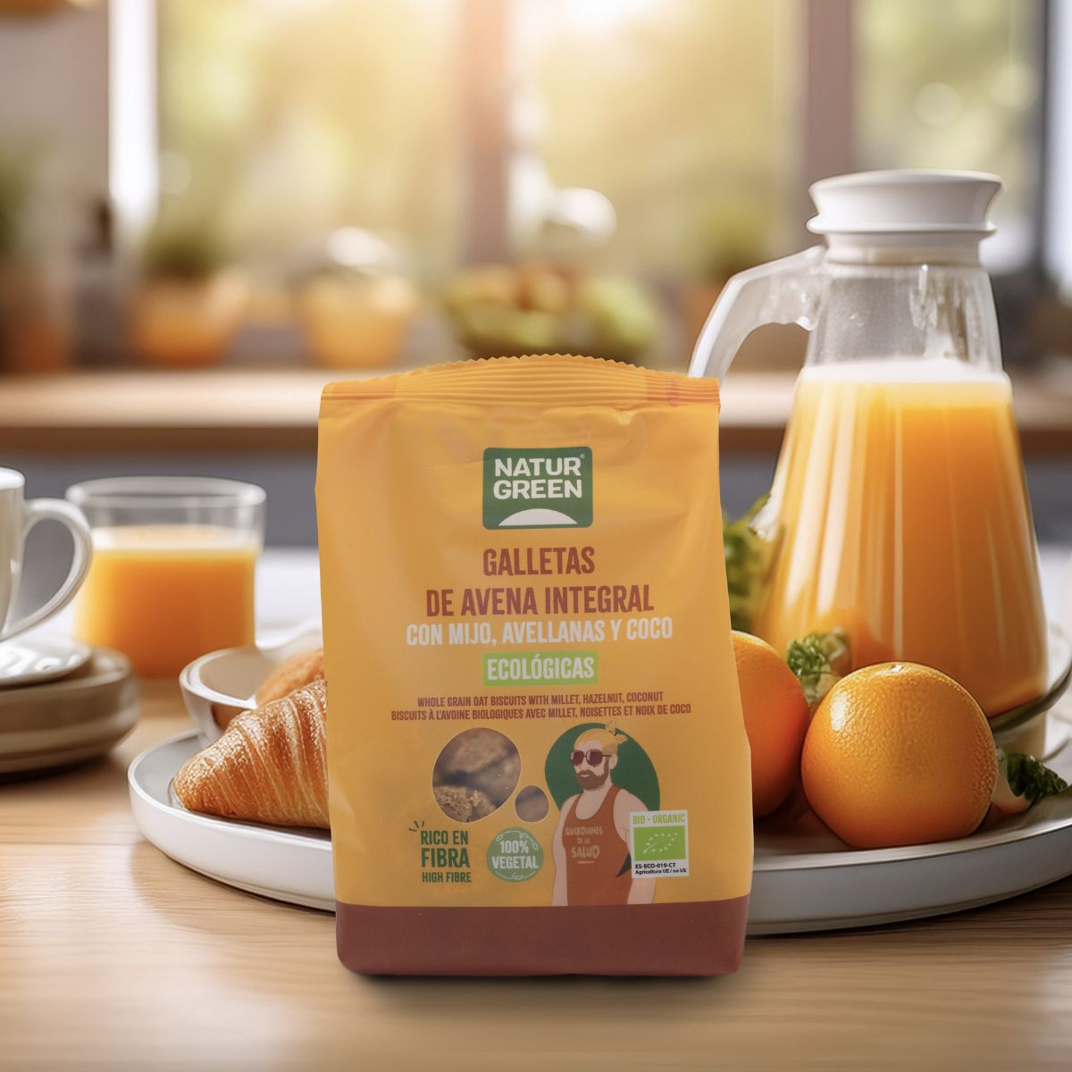 Biscuits à l'avoine complète, au millet, aux noisettes et à la noix de coco Bio NaturGreen 140 g