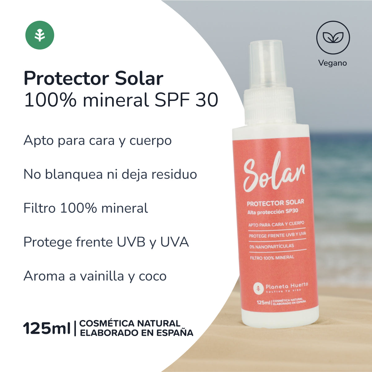 100% minerale zonnebrandcrème SPF 30 Planeta Huerto 125 ml