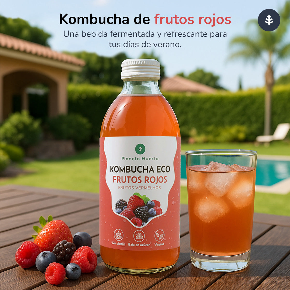 Förpackning 6x Kombucha ECO Red Fruits Planet Orchard 330 ml