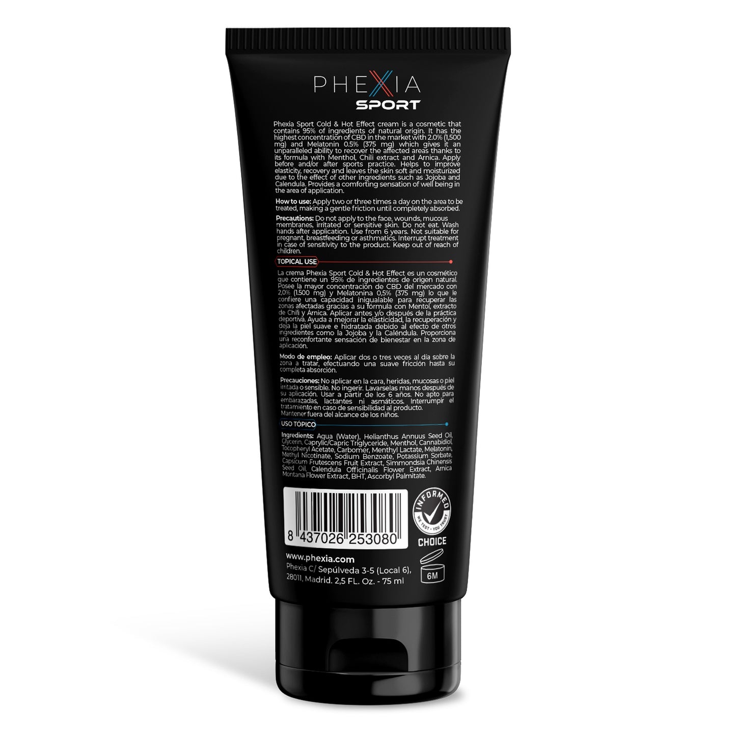 CBD und Melatonin mit Kälte-Wärme-Effekt Mayday, Phexia, 75 ml