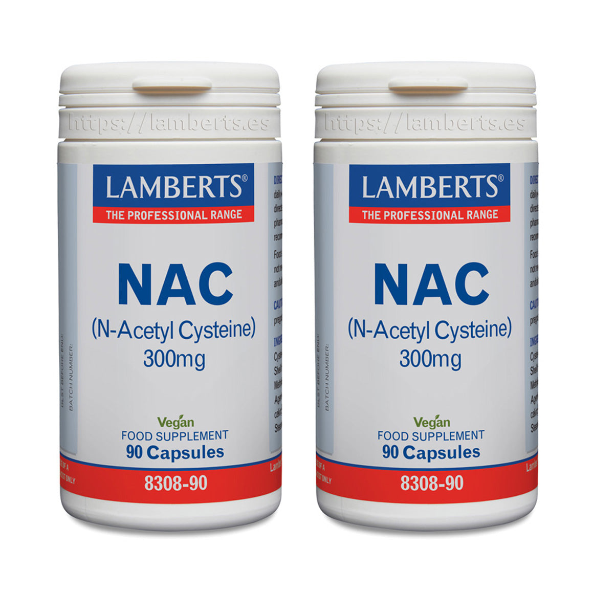 Packung 2x NAC (N-Acetylcystein) Lamberts 300 mg, 90 Kapseln