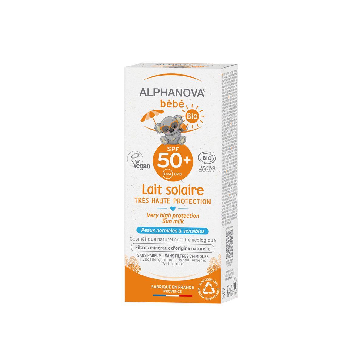 Biologische zonnebrandcrème voor baby's SPF 50+ Alphanova 50 ml