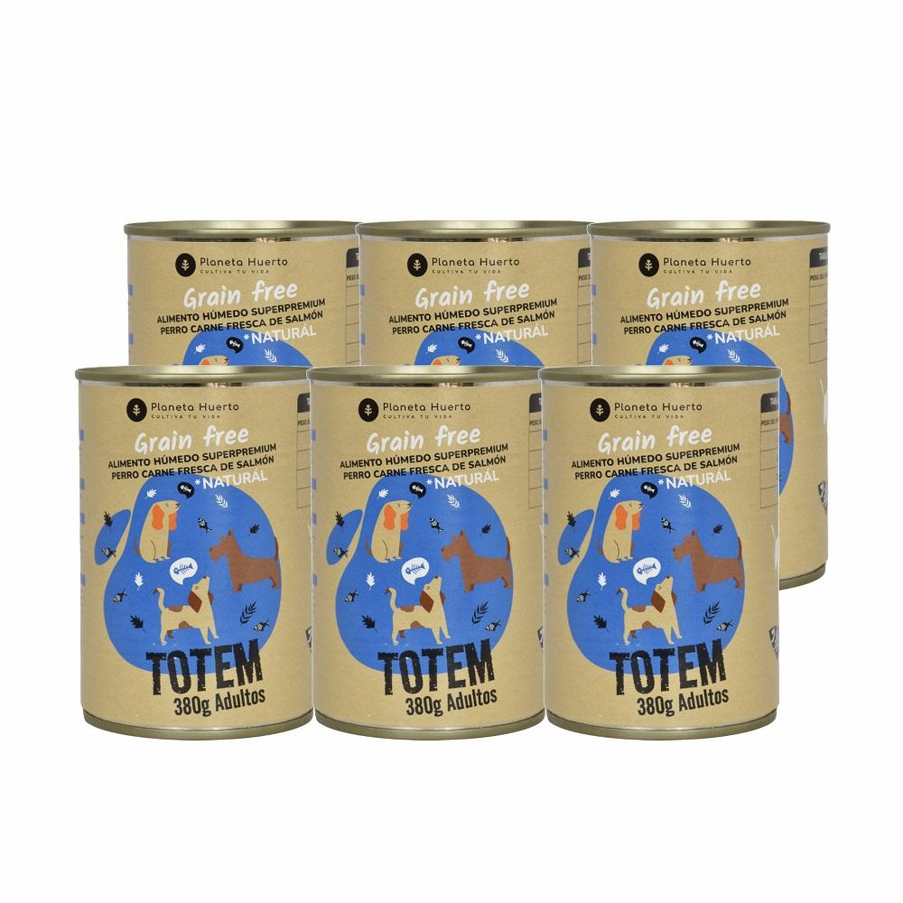Packung 6 x getreidefreies Superpremium-Hundenassfutter Lachs 380 g Planeta Huerto