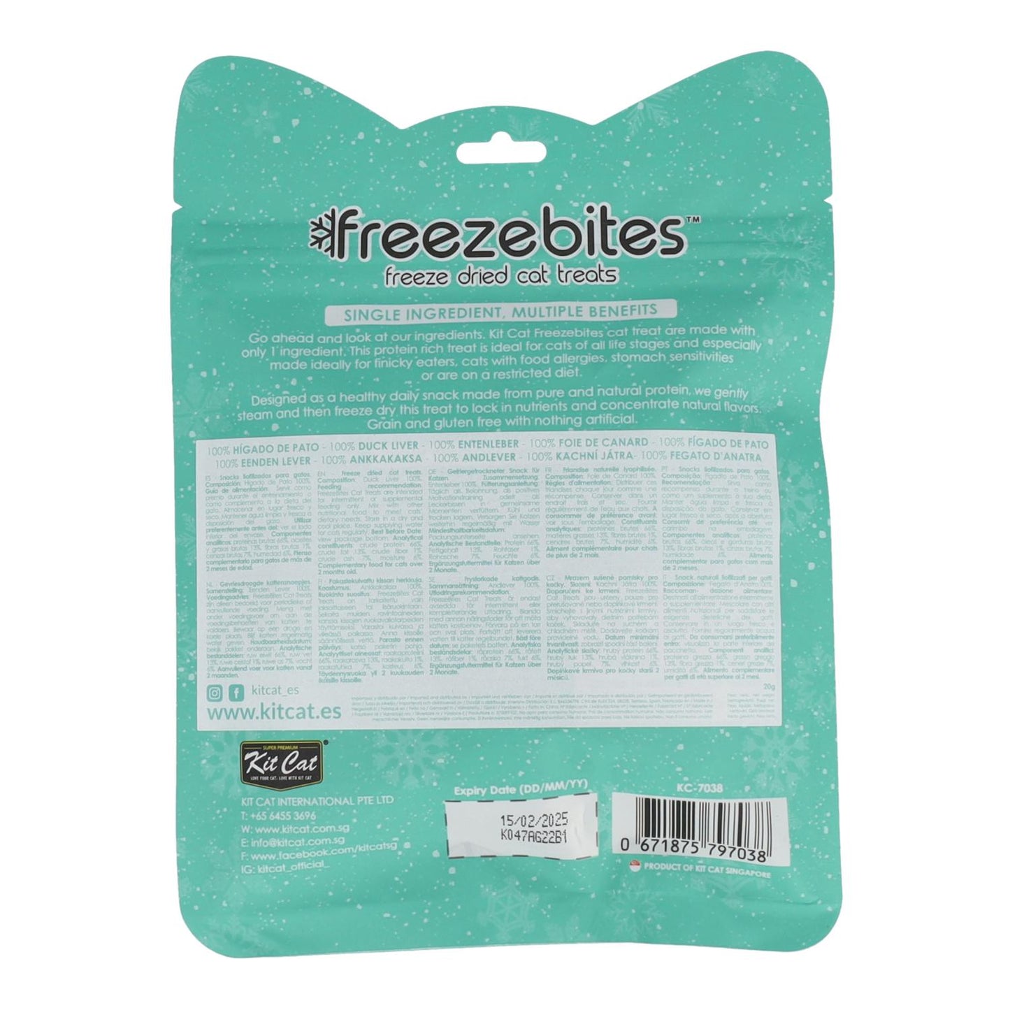 Zestaw Cat FreezeBites – wątróbka kacza 20 g Naturalna liofilizowana przekąska dla kotów
