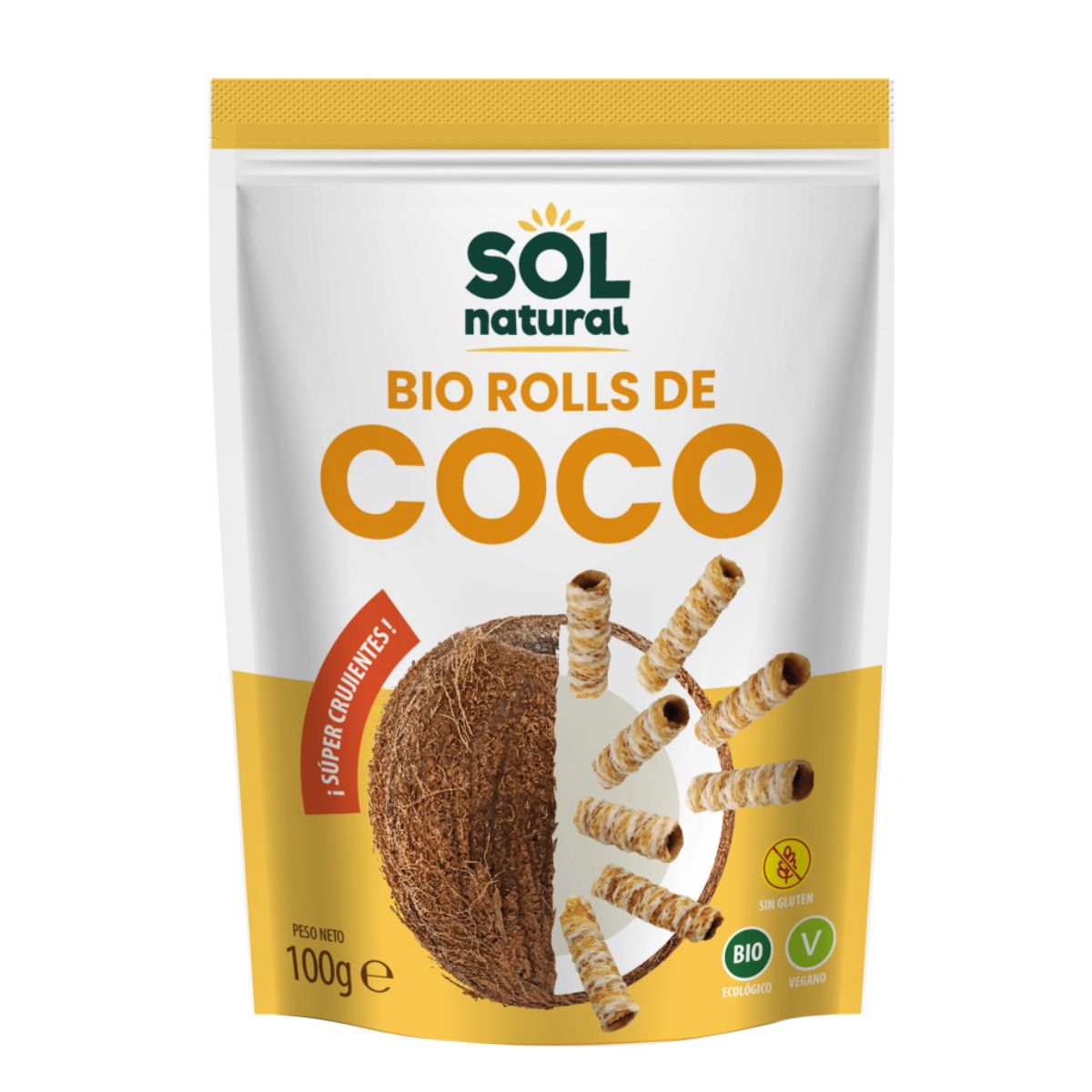 Krispiga kokosrullar Bio Sol Natural 100 g