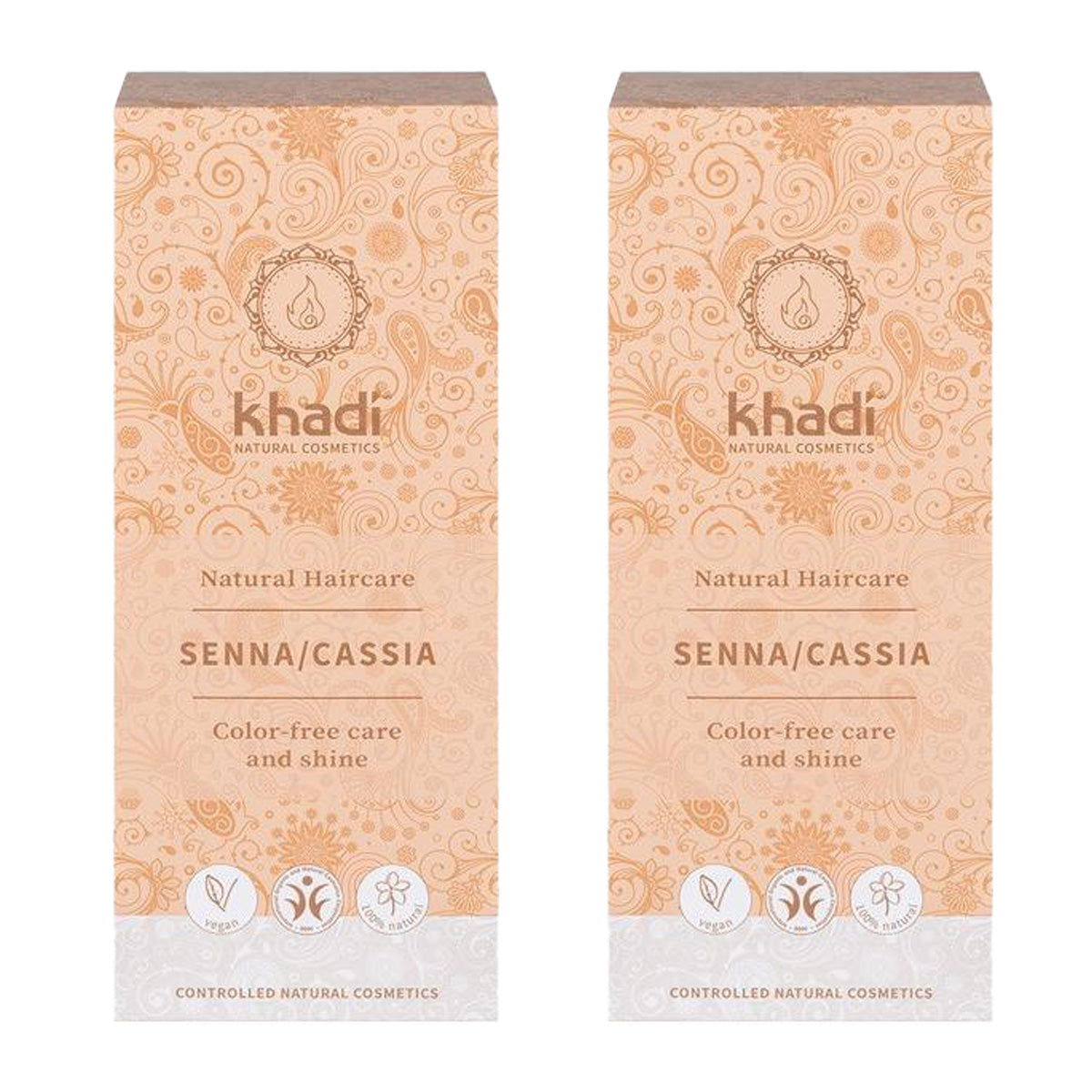 Pakket 2x Henna Cassia Neutra 100% natuurlijk, Khadi, 100 g