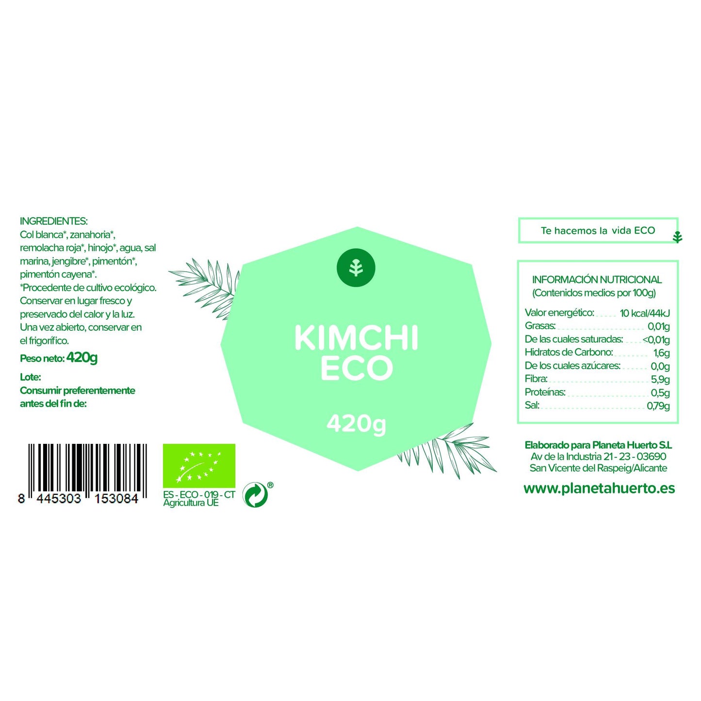 Kimchi ECO Planeta Huerto 420 g